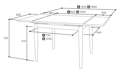 エクステンション・テーブル (EXTENSION TABLE) 寸法